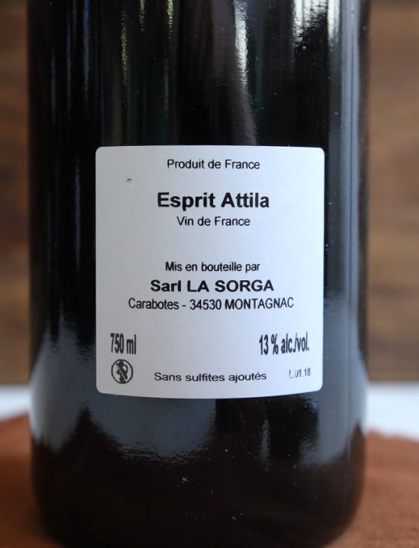 Esprit Attila vin naturel rouge 2018 Antony Tortul La Sorga 3