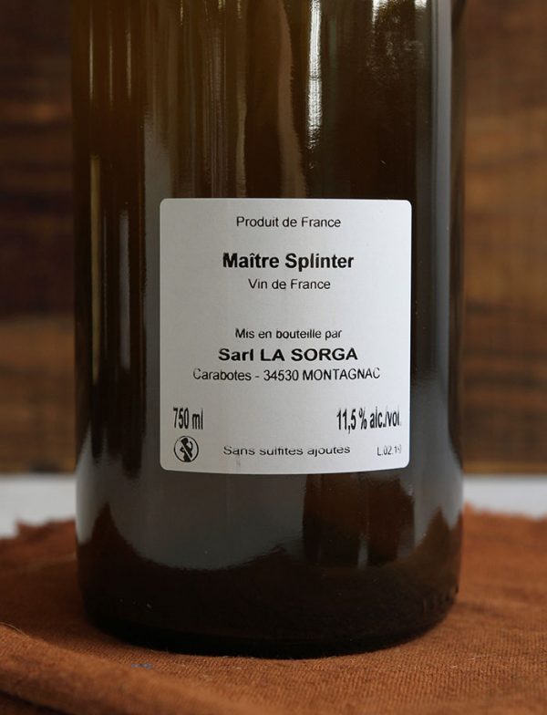 Maitre Splinter vin naturel blanc 2019 Antony Tortul La Sorga 4