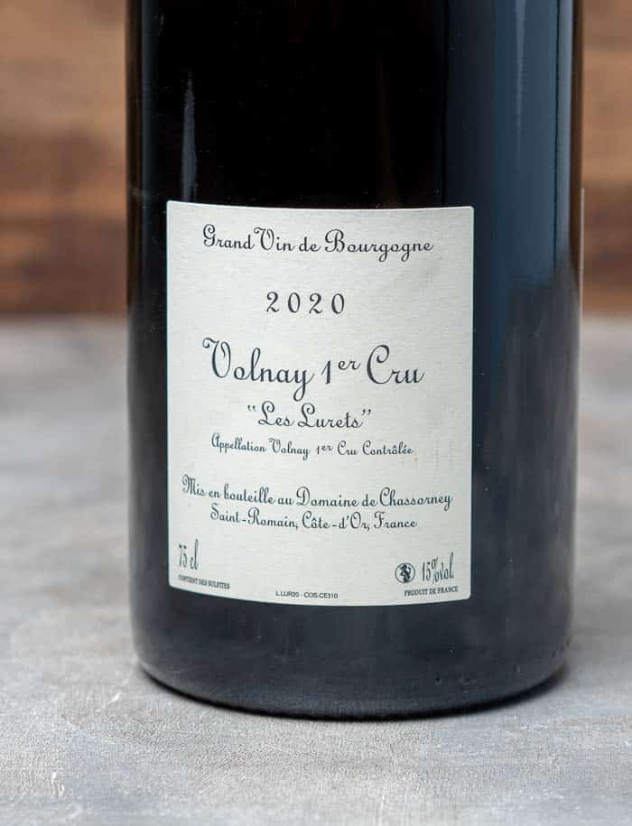 Domaine de Chassorney Volnay 1er Cru Les Lurets vin naturel Rouge 2020 3 1