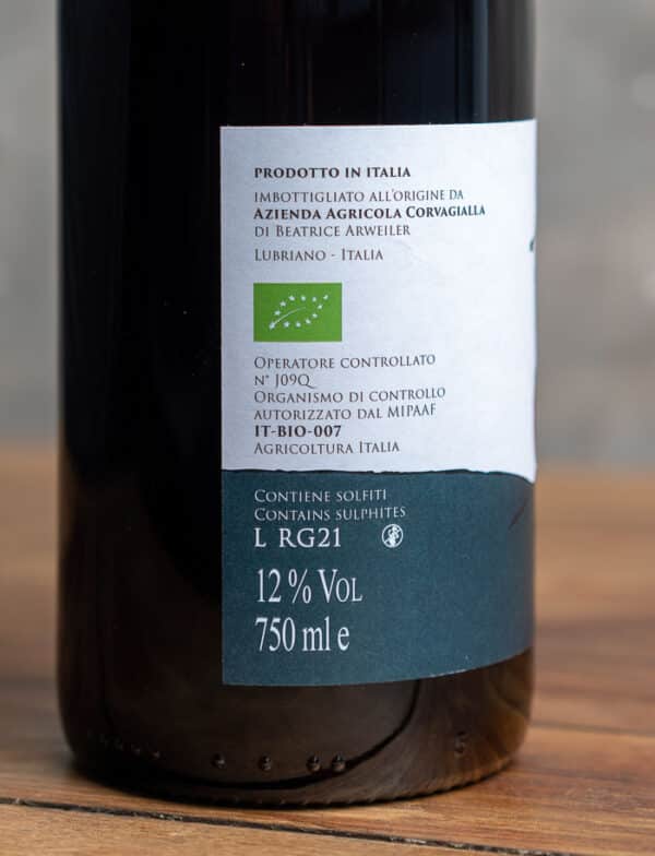 Corvagialla Vino Rosso Rossetto vin naturel rouge 2021 3