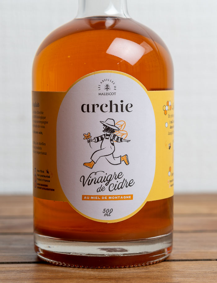 Archie - vinaigre de cidre bio au miel (500ml) avec sa Mère, pour