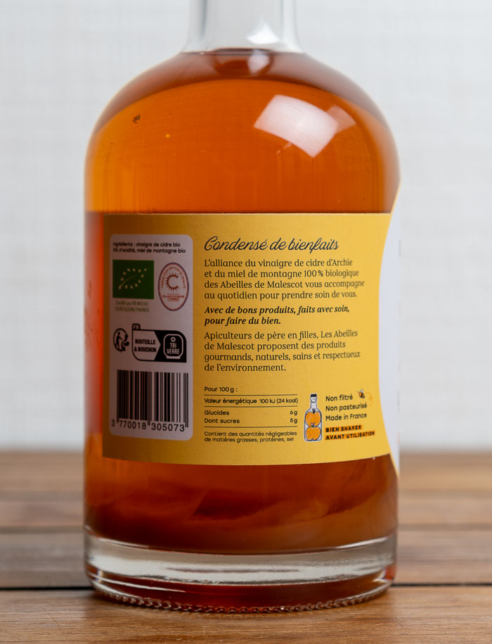 Vinaigre de cidre et miel de montagne bio (500 ml) : Culinaries